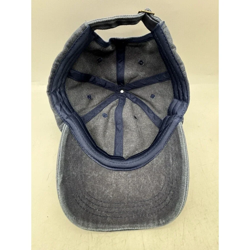 Peeking Black Cat Denim Hat Acid Wash Blue Grey Novelty Unstructured Dad Cap